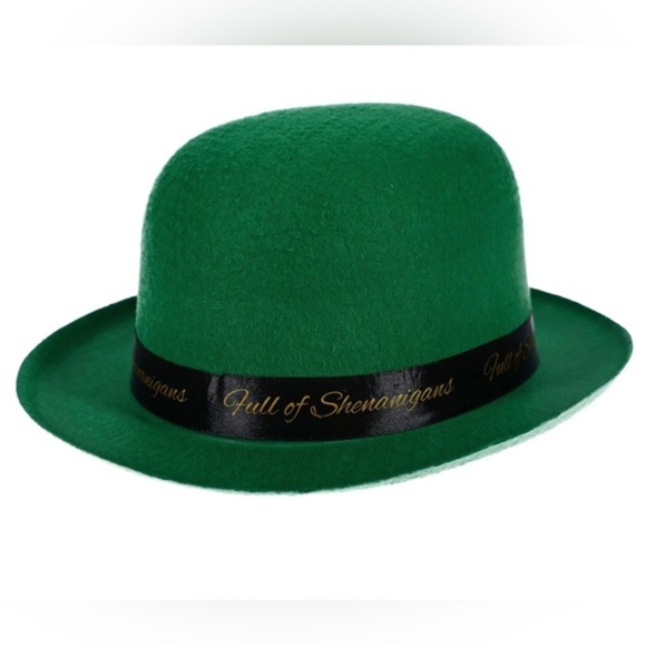 4pc green festive carnival accessories-glasses, fedora, sequin bow, suspenders - Picture 5 of 7